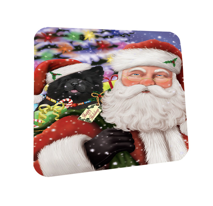 Santa Carrying Chow Chow Dog and Christmas Presents Coasters Set of 4 CST53939