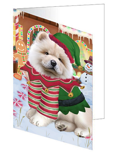 Christmas Gingerbread House Candyfest Chow Chow Dog Handmade Artwork Assorted Pets Greeting Cards and Note Cards with Envelopes for All Occasions and Holiday Seasons GCD73433