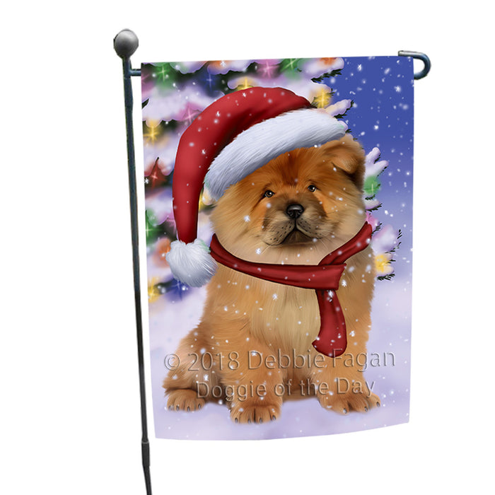 Winterland Wonderland Chow Chow Dog In Christmas Holiday Scenic Background  Garden Flag GFLG53445