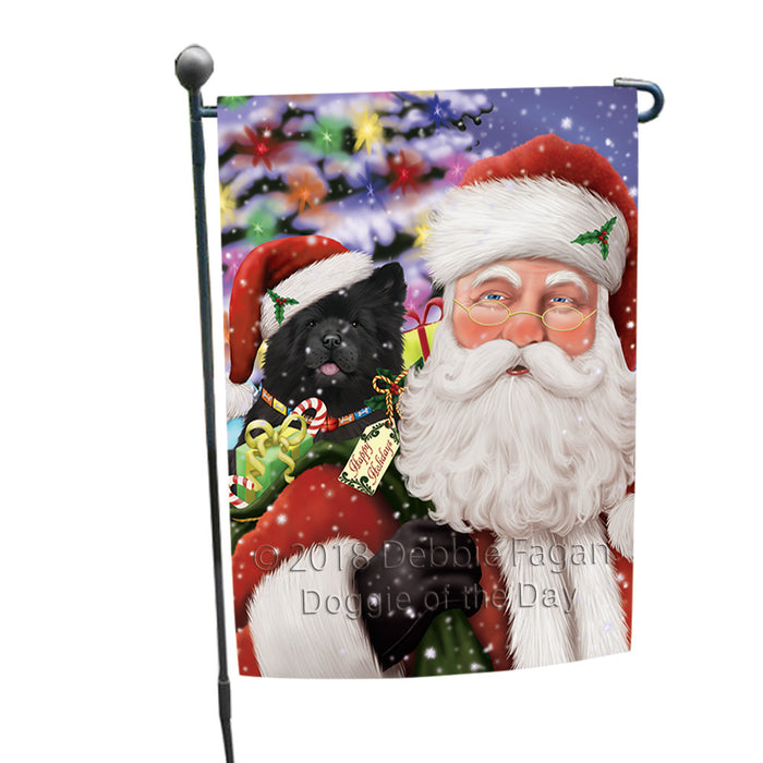 Santa Carrying Chow Chow Dog and Christmas Presents Garden Flag GFLG54043