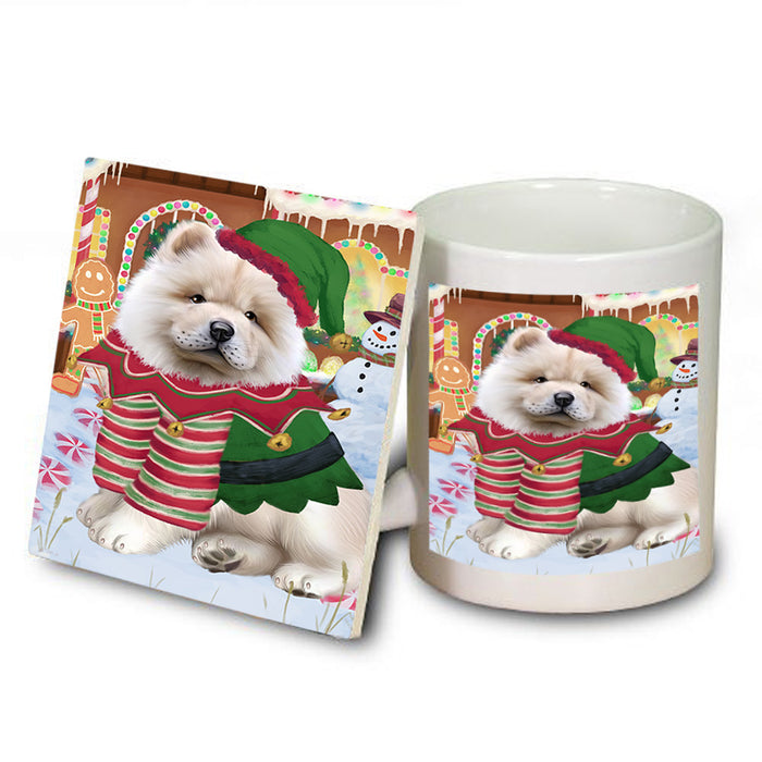 Christmas Gingerbread House Candyfest Chow Chow Dog Mug and Coaster Set MUC56298