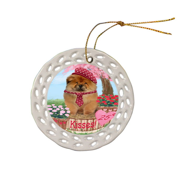 Rosie 25 Cent Kisses Chow Chow Dog Ceramic Doily Ornament DPOR56197