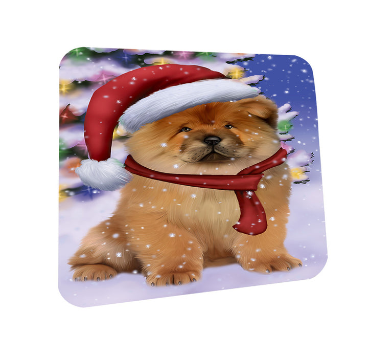 Winterland Wonderland Chow Chow Dog In Christmas Holiday Scenic Background  Coasters Set of 4 CST53341