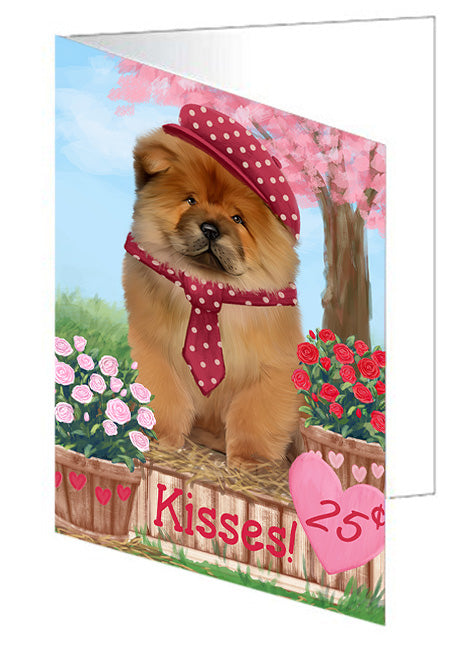 Rosie 25 Cent Kisses Chow Chow Dog Handmade Artwork Assorted Pets Greeting Cards and Note Cards with Envelopes for All Occasions and Holiday Seasons GCD72038