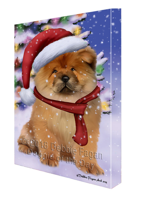 Winterland Wonderland Chow Chow Dog In Christmas Holiday Scenic Background  Canvas Print Wall Art Décor CVS98297