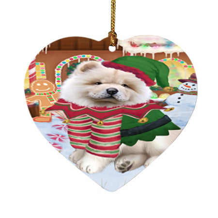 Christmas Gingerbread House Candyfest Chow Chow Dog Heart Christmas Ornament HPOR56662
