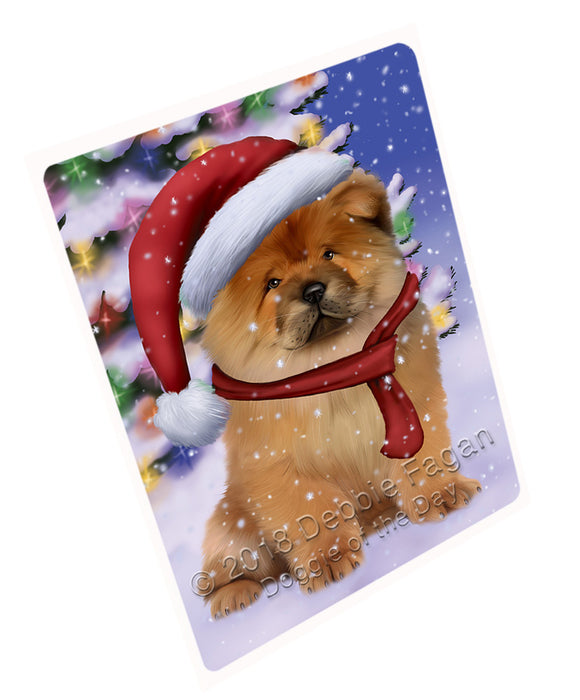 Winterland Wonderland Chow Chow Dog In Christmas Holiday Scenic Background  Cutting Board C64593
