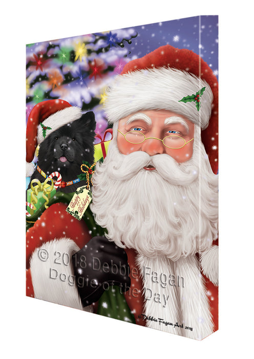 Santa Carrying Chow Chow Dog and Christmas Presents Canvas Print Wall Art Décor CVS103679