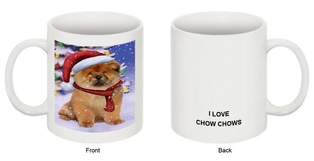 Winterland Wonderland Chow Chow Dog In Christmas Holiday Scenic Background  Coffee Mug MUG48781