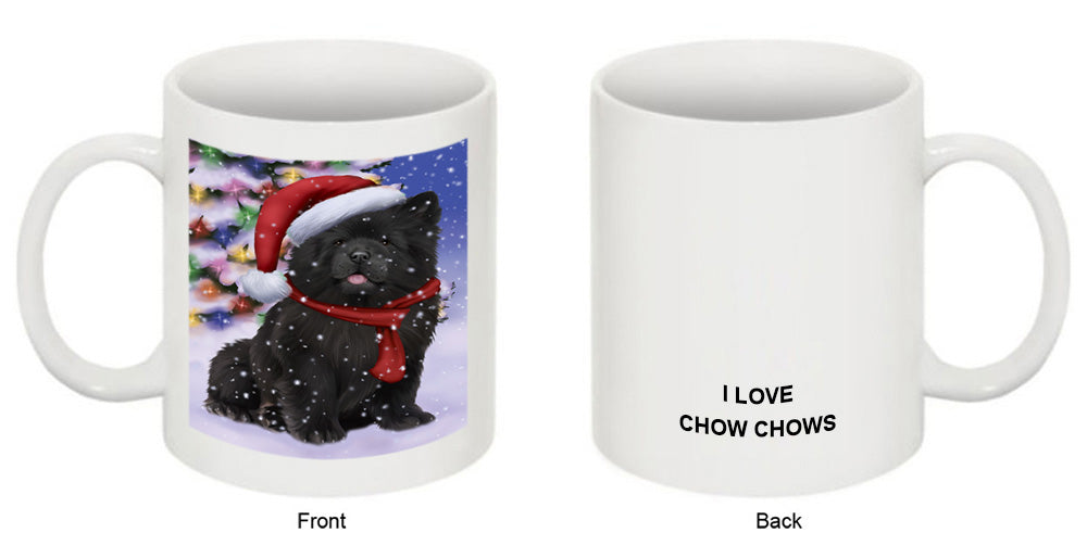 Winterland Wonderland Chow Chow Dog In Christmas Holiday Scenic Background  Coffee Mug MUG48782