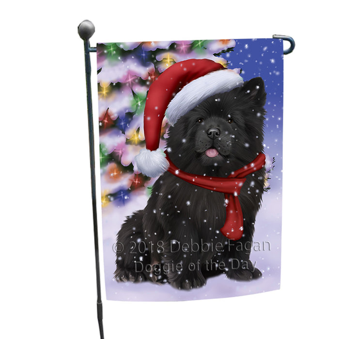Winterland Wonderland Chow Chow Dog In Christmas Holiday Scenic Background  Garden Flag GFLG53446