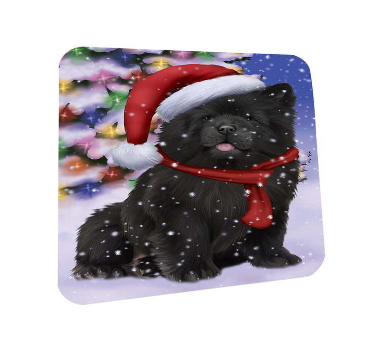 Winterland Wonderland Chow Chow Dog In Christmas Holiday Scenic Background  Coasters Set of 4 CST53342