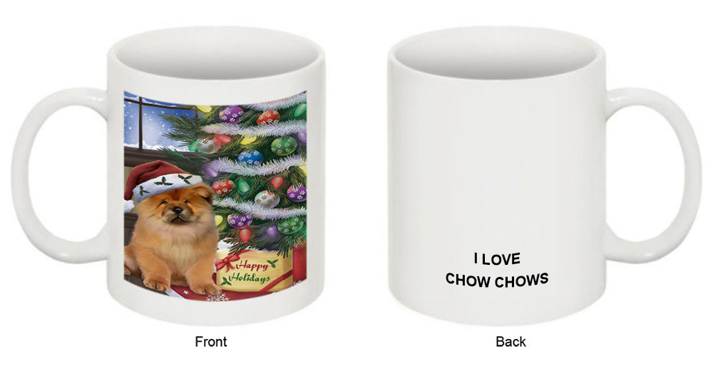 Christmas Happy Holidays Chow Chow Dog with Tree and Presents Coffee Mug MUG49221