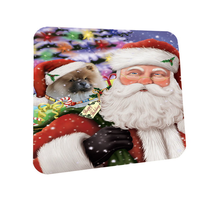 Santa Carrying Chow Chow Dog and Christmas Presents Coasters Set of 4 CST53940