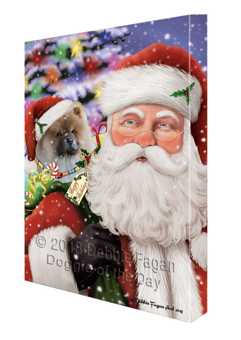 Santa Carrying Chow Chow Dog and Christmas Presents Canvas Print Wall Art Décor CVS103688