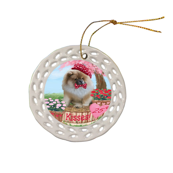 Rosie 25 Cent Kisses Chow Chow Dog Ceramic Doily Ornament DPOR56198