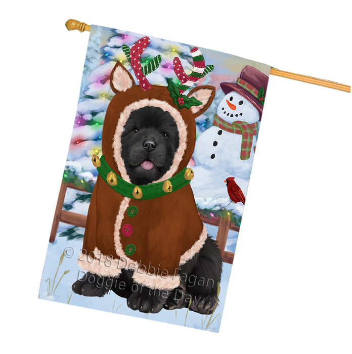 Christmas Gingerbread House Candyfest Chow Chow Dog House Flag FLG56991