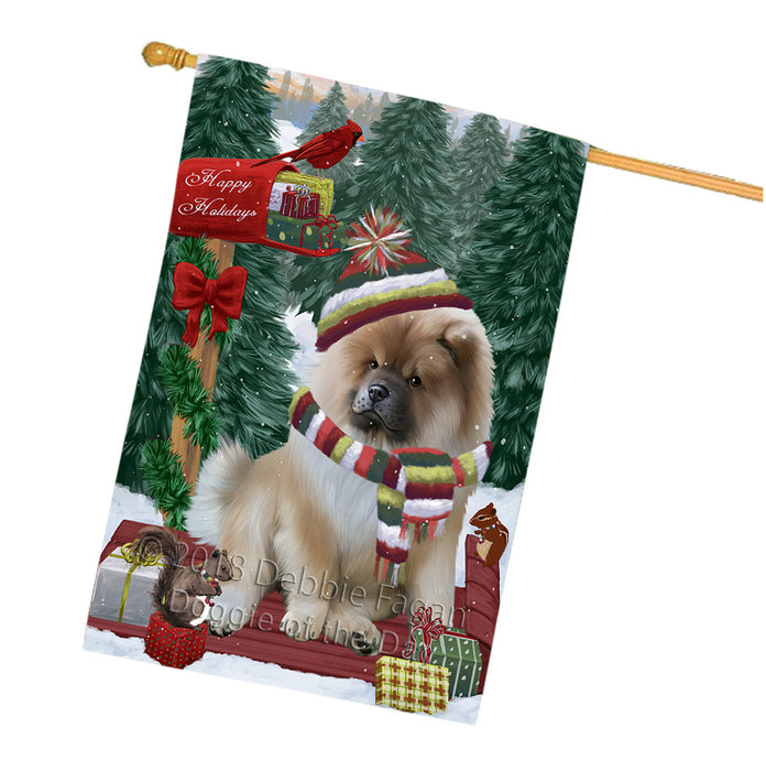 Merry Christmas Woodland Sled Chow Chow Dog House Flag FLG55330