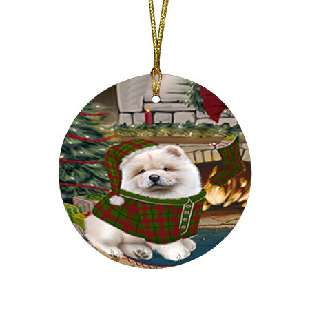 The Stocking was Hung Chow Chow Dog Round Flat Christmas Ornament RFPOR55633