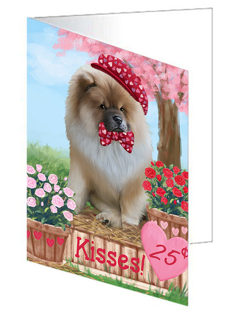 Rosie 25 Cent Kisses Chow Chow Dog Handmade Artwork Assorted Pets Greeting Cards and Note Cards with Envelopes for All Occasions and Holiday Seasons GCD72041