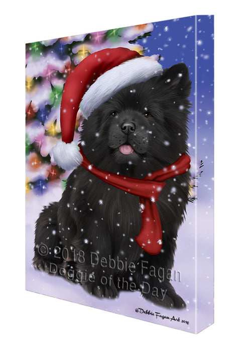 Winterland Wonderland Chow Chow Dog In Christmas Holiday Scenic Background  Canvas Print Wall Art Décor CVS98306