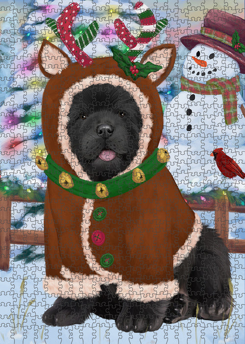 Christmas Gingerbread House Candyfest Chow Chow Dog Puzzle with Photo Tin PUZL93428