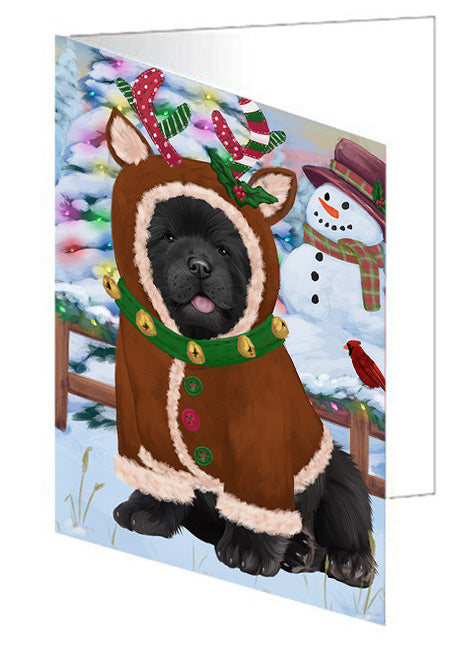 Christmas Gingerbread House Candyfest Chow Chow Dog Handmade Artwork Assorted Pets Greeting Cards and Note Cards with Envelopes for All Occasions and Holiday Seasons GCD73436