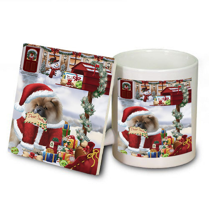 Chow Chow Dog Dear Santa Letter Christmas Holiday Mailbox Mug and Coaster Set MUC53884
