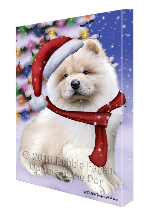 Winterland Wonderland Chow Chow Dog In Christmas Holiday Scenic Background  Canvas Print Wall Art Décor CVS98315