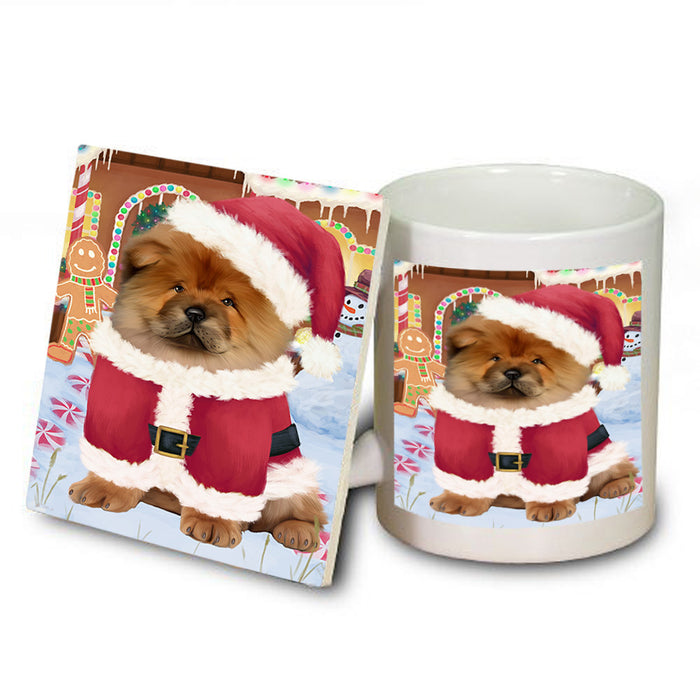 Christmas Gingerbread House Candyfest Chow Chow Dog Mug and Coaster Set MUC56300