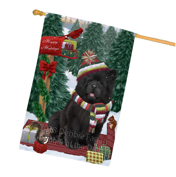 Merry Christmas Woodland Sled Chow Chow Dog House Flag FLG55331