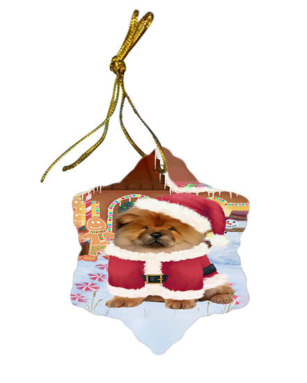Christmas Gingerbread House Candyfest Chow Chow Dog Star Porcelain Ornament SPOR56664