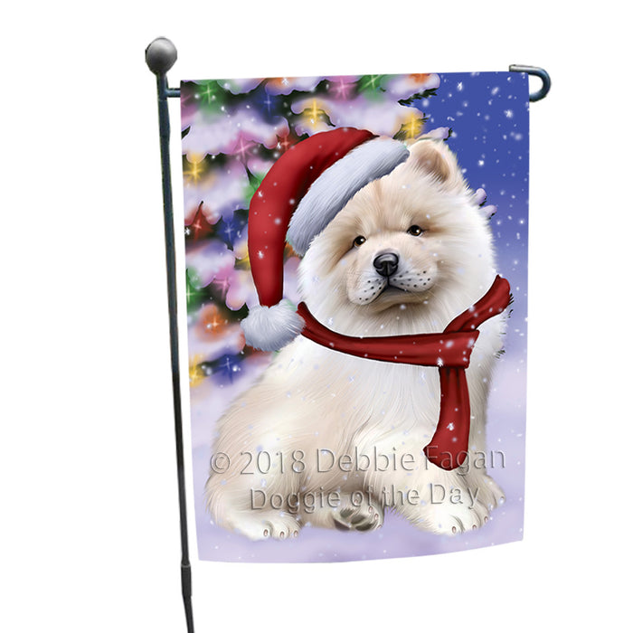 Winterland Wonderland Chow Chow Dog In Christmas Holiday Scenic Background  Garden Flag GFLG53447