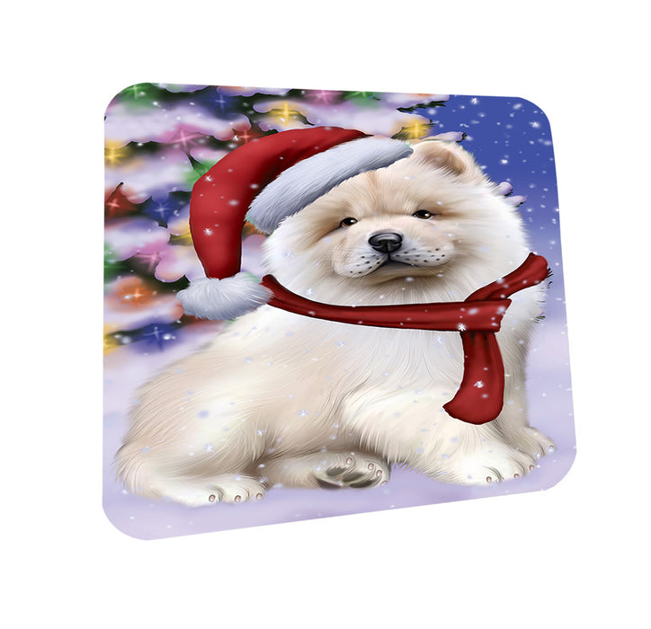 Winterland Wonderland Chow Chow Dog In Christmas Holiday Scenic Background  Coasters Set of 4 CST53343