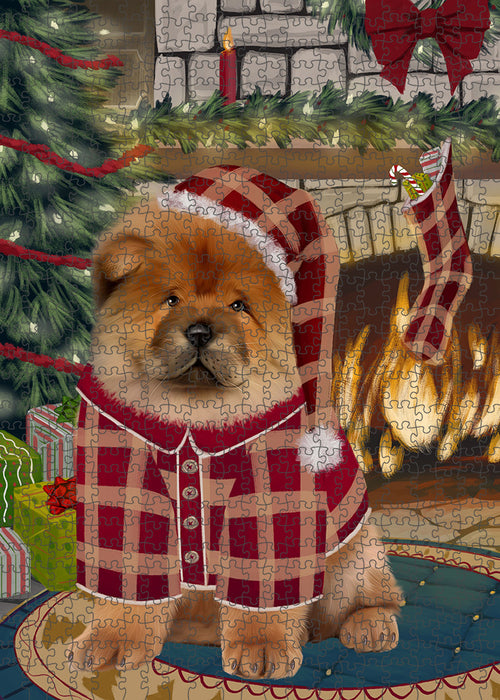 The Stocking was Hung Chow Chow Dog Puzzle with Photo Tin PUZL89316