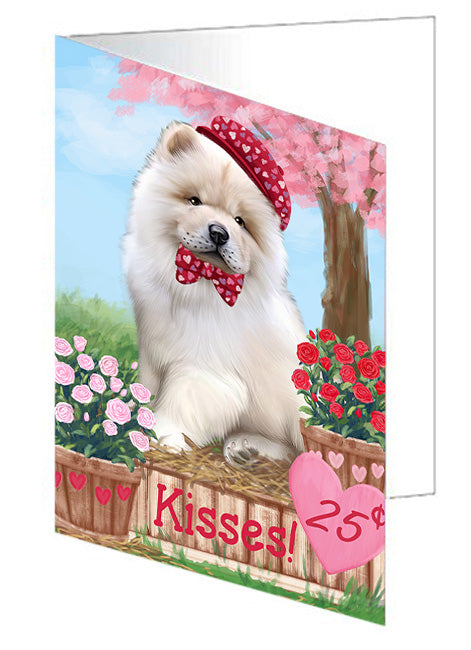 Rosie 25 Cent Kisses Chow Chow Dog Handmade Artwork Assorted Pets Greeting Cards and Note Cards with Envelopes for All Occasions and Holiday Seasons GCD72044