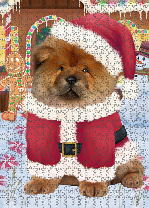 Christmas Gingerbread House Candyfest Chow Chow Dog Puzzle with Photo Tin PUZL93432