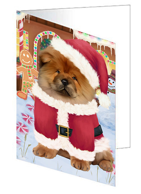 Christmas Gingerbread House Candyfest Chow Chow Dog Handmade Artwork Assorted Pets Greeting Cards and Note Cards with Envelopes for All Occasions and Holiday Seasons GCD73439