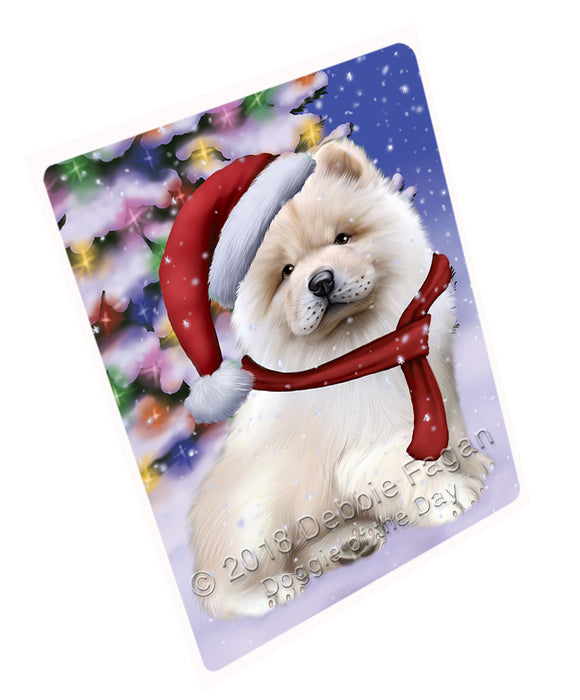 Winterland Wonderland Chow Chow Dog In Christmas Holiday Scenic Background  Cutting Board C64599