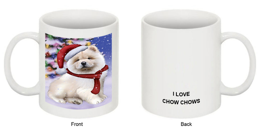Winterland Wonderland Chow Chow Dog In Christmas Holiday Scenic Background  Coffee Mug MUG48783