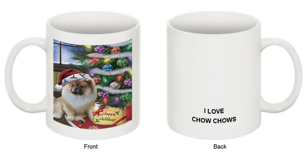 Christmas Happy Holidays Chow Chow Dog with Tree and Presents Coffee Mug MUG49222