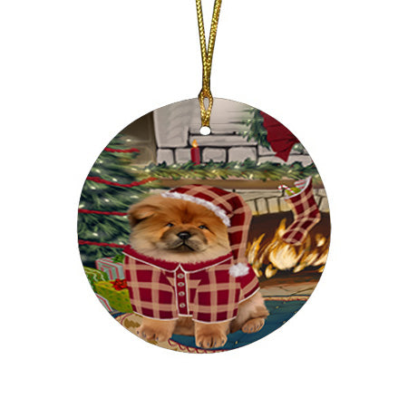 The Stocking was Hung Chow Chow Dog Round Flat Christmas Ornament RFPOR55634