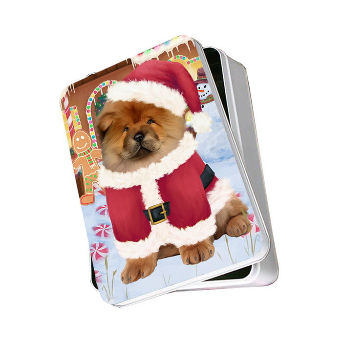 Christmas Gingerbread House Candyfest Chow Chow Dog Photo Storage Tin PITN56251