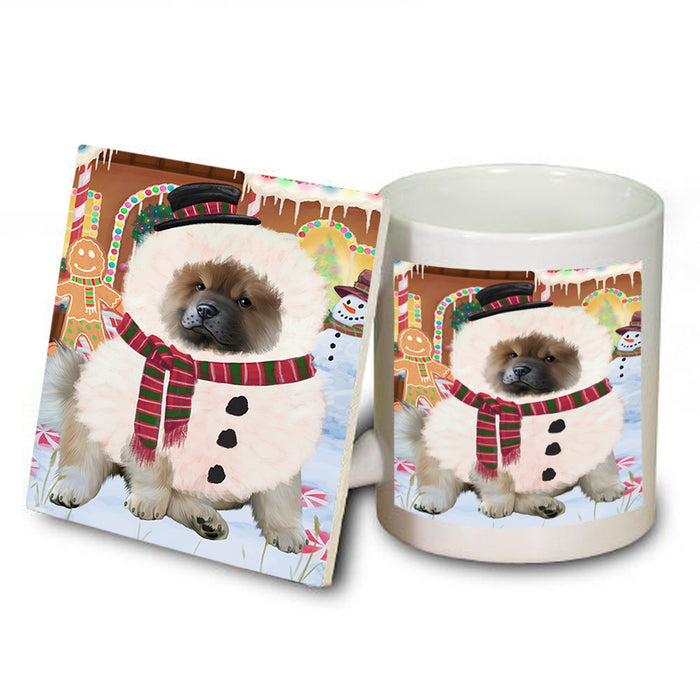 Christmas Gingerbread House Candyfest Chow Chow Dog Mug and Coaster Set MUC56301