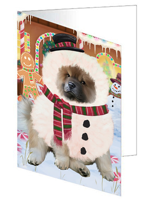 Christmas Gingerbread House Candyfest Chow Chow Dog Handmade Artwork Assorted Pets Greeting Cards and Note Cards with Envelopes for All Occasions and Holiday Seasons GCD73442