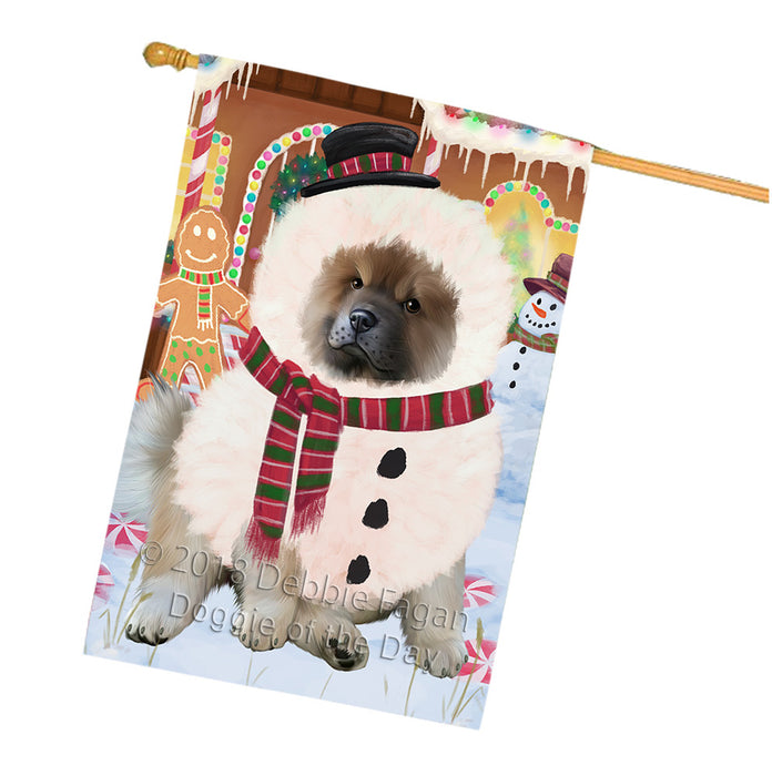 Christmas Gingerbread House Candyfest Chow Chow Dog House Flag FLG56993