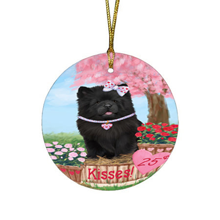 Rosie 25 Cent Kisses Chow Chow Dog Round Flat Christmas Ornament RFPOR56200