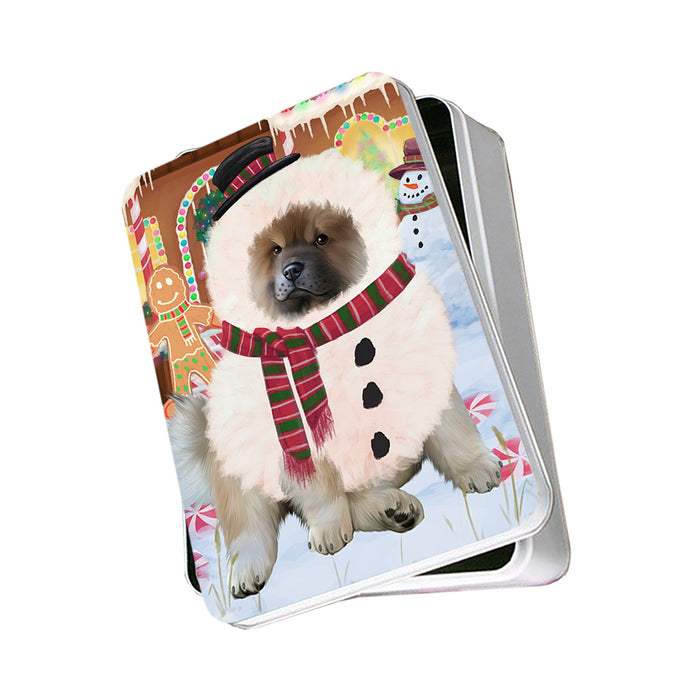 Christmas Gingerbread House Candyfest Chow Chow Dog Photo Storage Tin PITN56252