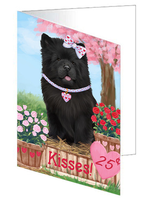 Rosie 25 Cent Kisses Chow Chow Dog Handmade Artwork Assorted Pets Greeting Cards and Note Cards with Envelopes for All Occasions and Holiday Seasons GCD72047