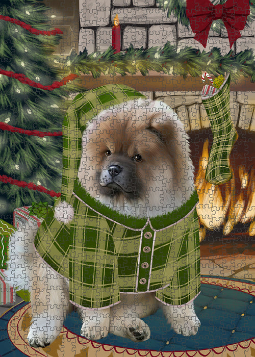 The Stocking was Hung Chow Chow Dog Puzzle with Photo Tin PUZL89320
